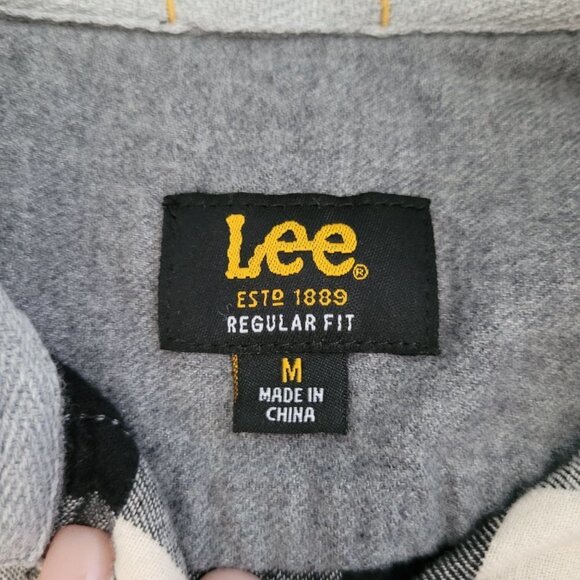 Lee Flannel Men's Medium Black/White Plaid Button Down  Long Sleeve Shirt - Picture 4 of 7